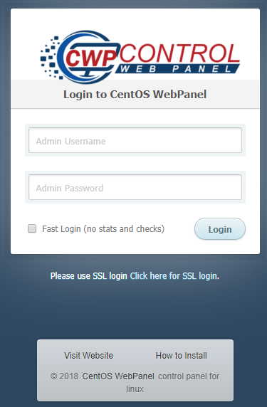 Midira ao amin'ny CWP Control Panel CetOS WebPanel Sheet 6
