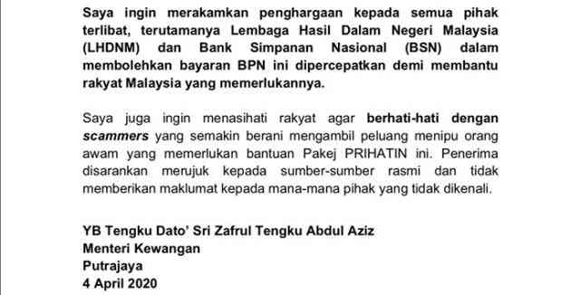 Fampandrenesana avy amin'ny Minisiteran'ny Fitantanam-bola any Malezia: Ny fanampiana BPN faha-2